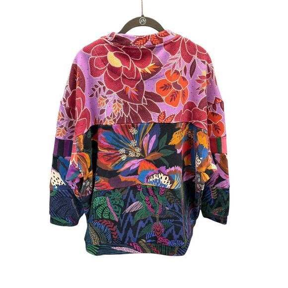 FARM Rio Tropical Lilac Mixed Prints Oversized Sweatshirt Sz Small Cotton - Picture 5 of 10